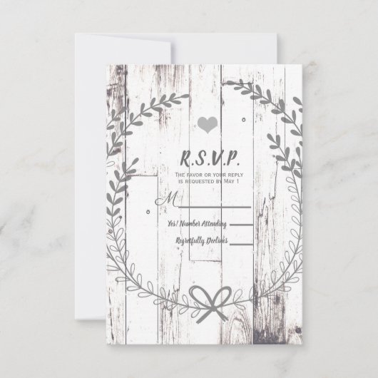 Witte Hout Rustieke Boerderij Country Wedding RSVP (Voorkant)