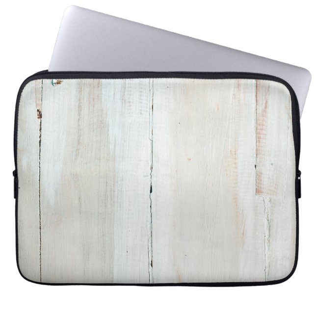 Witte houtbewerkte Barn Wood White Laptop Sleeve (Voorkant)