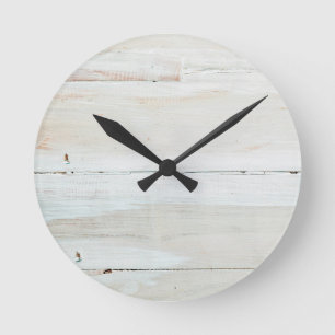 Witte houtbewerkte Barn Wood White Ronde Klok