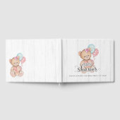 Witte houten ballonnen & Beer Wensen voor Baby sho Gastenboek (Volledig)
