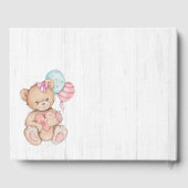 Witte houten ballonnen & Beer Wensen voor Baby sho Gastenboek (Achterkant)