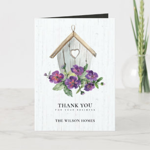 WITTE HOUTEN BLOEMEN VOGELHUIS MAKELAAR ONROEREND  BEDANKKAART