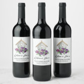 WITTE HOUTEN BLOEMEN VOGELHUIS WELKOM THUIS REALTO WIJN ETIKET (Flessen)