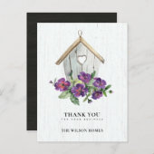 WITTE HOUTEN BLOEMRIJKE VOGELHUISMAKELAAR DANK U AANKONDIGINGSKAART (Voorkant / Achterkant)