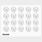 Witte Houten Boerderij Monogram Letter Ronde Sticker (Vel)