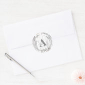 Witte Houten Boerderij Monogram Letter Ronde Sticker (Envelop)