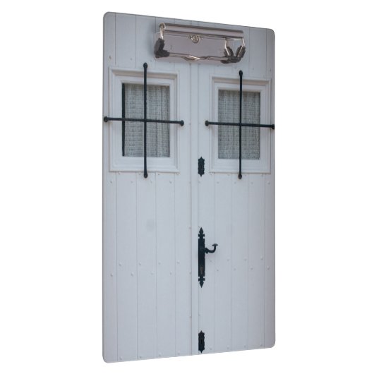 Witte houten deur met zwart ijzerwerk klembord (Rechts)