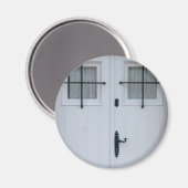 Witte houten deur met zwart ijzerwerk magneet (Voorkant / Achterkant)