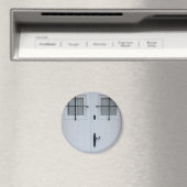 Witte houten deur met zwarte, witte, strijkbanden magneet (Insitu (Vaatwasser))