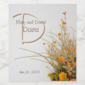 Witte houten Herfst bloeit wijnlabels Wijn Etiket (Enkel label)