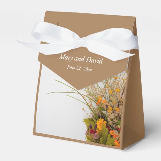 Witte Houten Herfst Bloemen Bruiloft Favor Box Bedankdoosjes (Voorkant Zijde)