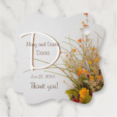 Witte Houten Herfst Bloemen Bruiloft Favor Label (Achterkant)