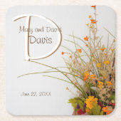 Witte Houten Herfst Bloemen Bruiloft Onderzetters (Voorkant)