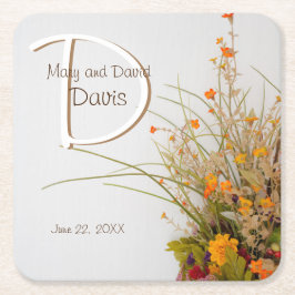 Witte Houten Herfst Bloemen Bruiloft Onderzetters