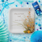 Witte Houten Herfst Bloemen Bruiloft Papier Borden Papieren Bordje (Feest)