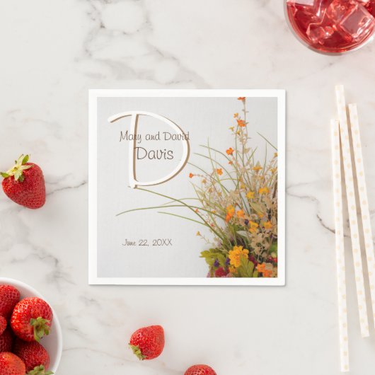 Witte Houten Herfst Bloemen Bruiloft Servetten (Insitu)