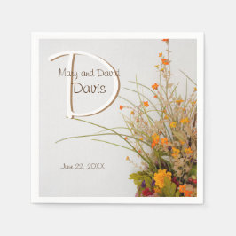 Witte Houten Herfst Bloemen Bruiloft Servetten