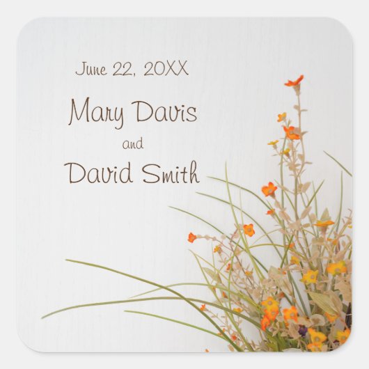 Witte Houten Herfst Bloemen Bruiloft Sticker (Voorkant)