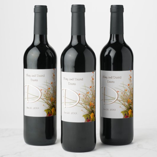 Witte Houten Herfst Bloemen Bruiloft Wijn Labels Wijn Etiket (Flessen)