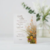 Witte houten Herfst bloemen opslaan de datum Brief Briefkaart (Staand voorkant)