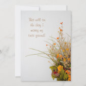 Witte Houten Herfst Bloemen Trouw Uitnodiging (Achterkant)