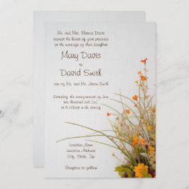 Witte Houten Herfst Bloemen Trouw Uitnodiging