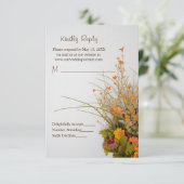 Witte houten Herfst Flowers RSVP-kaart RSVP Kaartje (Staand voorkant)