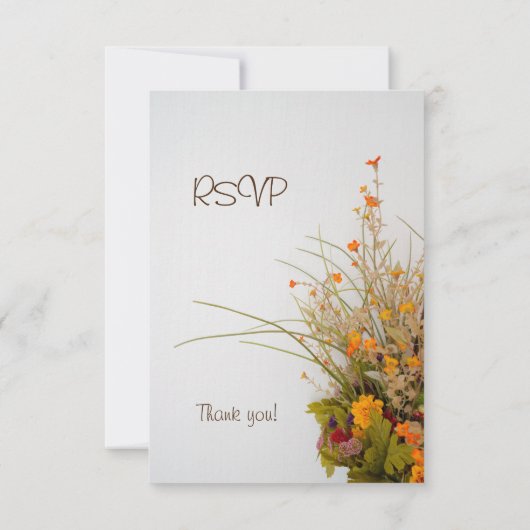 Witte houten Herfst Flowers RSVP-kaart RSVP Kaartje (Achterkant)