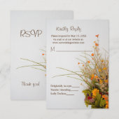 Witte houten Herfst Flowers RSVP-kaart RSVP Kaartje (Voorkant / Achterkant)