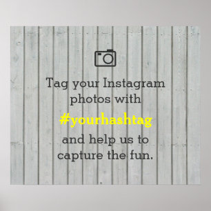 Witte Houten Instagram Foto's Hashtag Trouwbord Poster