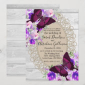 Witte Houten Lint Vlinders Vlinder Bruiloft Kaart (Voorkant / Achterkant)