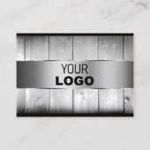 Witte houten planken Houten Graan Logo Zilveren De Visitekaartje (Voorkant)