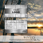 Witte houten planken Houten Graan Logo Zilveren De Visitekaartje