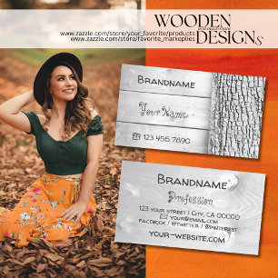 Witte houten planken Rustige boomschors Houtkorrel Visitekaartje