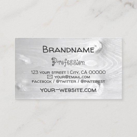 Witte houten planken Rustige boomschors Houtkorrel Visitekaartje (Achterkant)