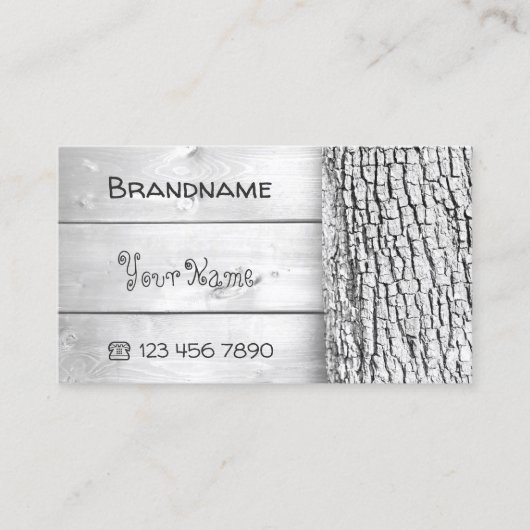 Witte houten planken Rustige boomschors Houtkorrel Visitekaartje (Voorkant)