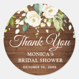 Witte Houten Rozen Bloemrijke Rustieke Bruidsontbi Ronde Sticker