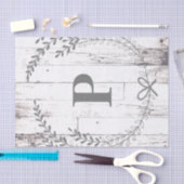 Witte Houten Rustieke Boerderij Monogram Bruiloft Tissuepapier (Craft)