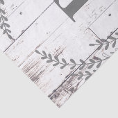 Witte Houten Rustieke Boerderij Monogram Huwelijk Tissuepapier (Detail)