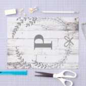Witte Houten Rustieke Boerderij Monogram Huwelijk Tissuepapier (Craft)