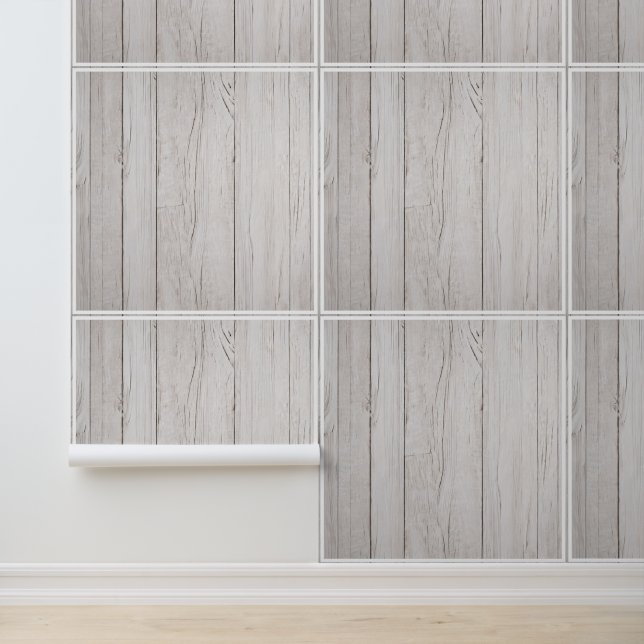 Witte Houten Rustieke Strand Tegels Patroon Decor  Behang (Applicatie)