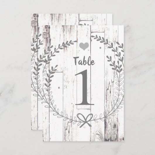 Witte Houten Rustieke Trouwtafel Nummer Plaatsing Kaart (Voorkant / Achterkant)