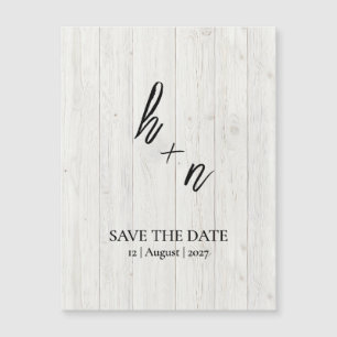 Witte Houten Save the Date Minimalistische Initial