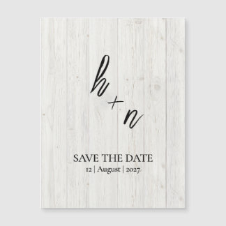 Witte Houten Save the Date Minimalistische Initial