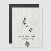 Witte Houten Save the Date Minimalistische Initial (Voorkant / Achterkant)