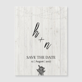 Witte Houten Save the Date Minimalistische Initial