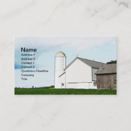 Witte houten schuur en silo visitekaartje