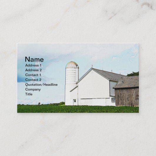 Witte houten schuur en silo visitekaartje (Voorkant)