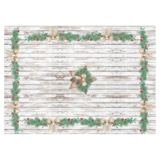 witte houten ster kerst tafelkleed (Voorkant (Horizontaal))