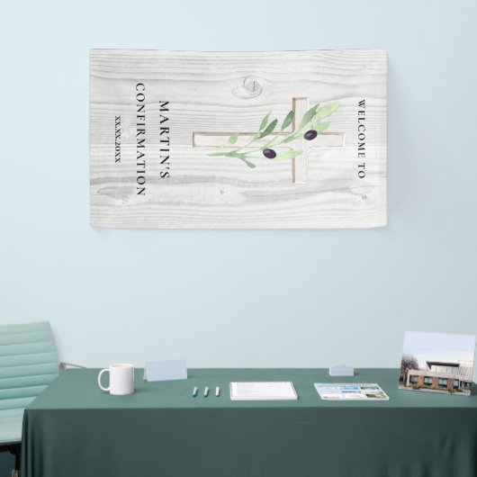 Witte houtkruisbevestigingspanner spandoek (Beurs)